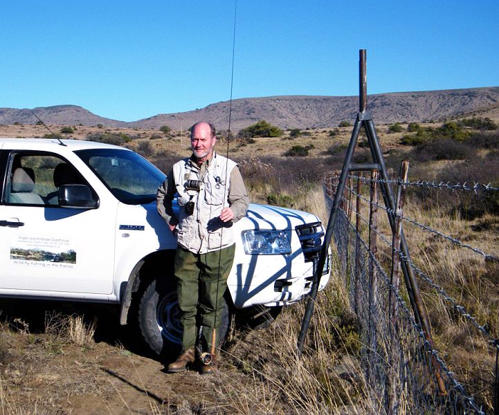 Alan_Hobson_with_one_of_the_stiles_that_he_has_built_to_assist_fly_fishers_in_the_Karoo